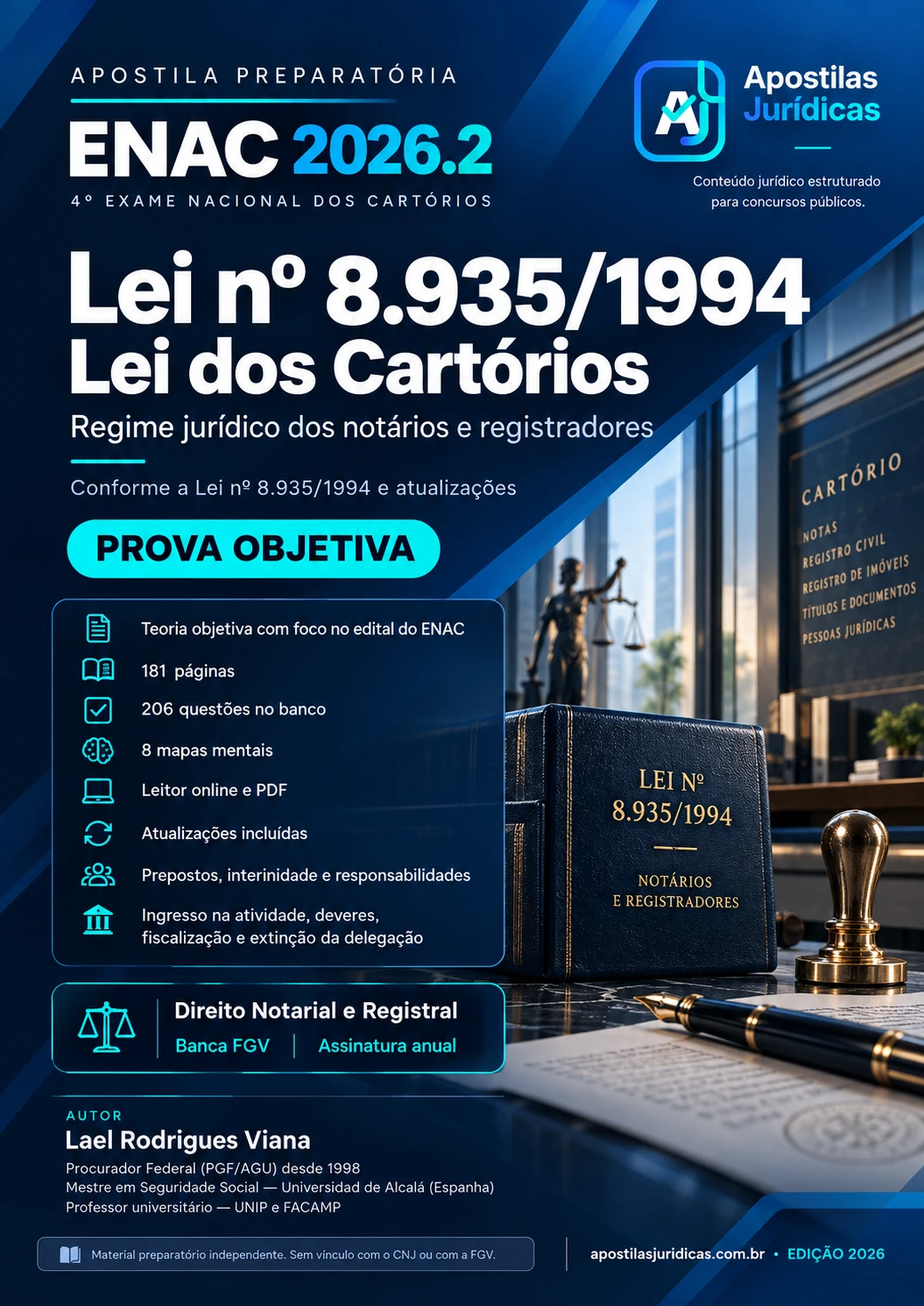 Capa — Lei nº 8.935/1994 (Lei dos Cartórios) para o ENAC 2026